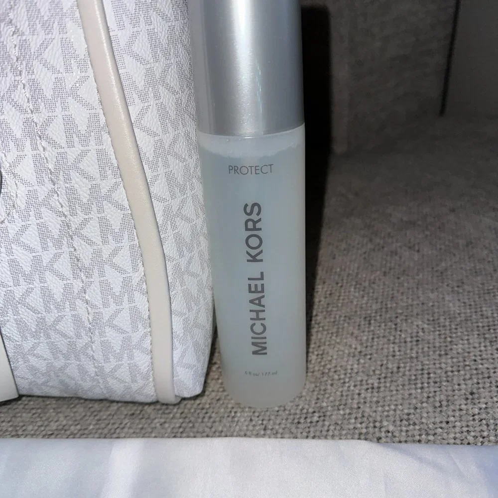 MICHAEL KORS Carine Medium Logo Satchel Bag - White/Beige - Picture 15 of 15